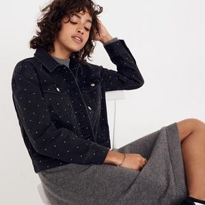 Madewell Boxy-Crop Denim Jean Jacket: Metallic Dot